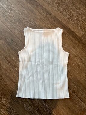 Madewell White Ribbed Tank - Sleeveless Crewneck Top